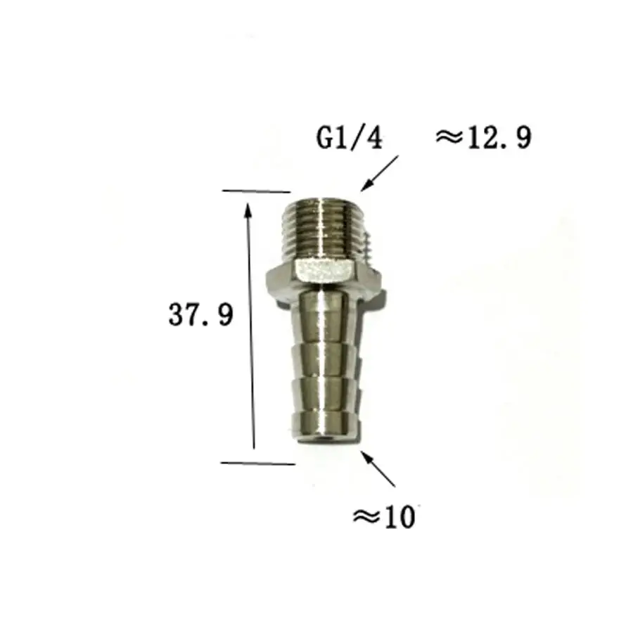 

5 PCS DN8 1/4" BSPP Male x 10mm Hose Barb Splicer Hosetail Fitting 201 Stainless Steel