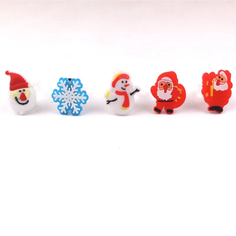 5pcs Christmas Rings Santa/christmas Tree Led Ring Light Child Toy Rings Christmas Ornament