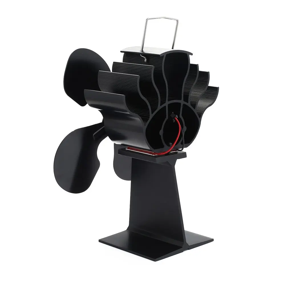 

New Black Stove Fan 4 Blade Fireplace Fan Heat Powered Wood Burner Eco Fan Friendly Quiet Home Efficient Heat Distribution
