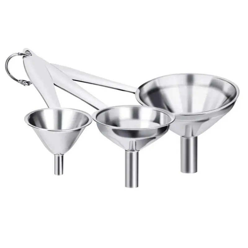 

Kitchen Funnels, Stainless Steel Funnel Set, Thick Collapsible Small Medium Large Funnels with Long Handle to Grip(Set of 3, S
