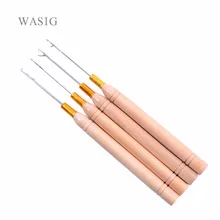 100 шт./лот) деревянная ручка крюк иглы/микро кольца иглы/инструменты для волос микро кольца наращивание волос