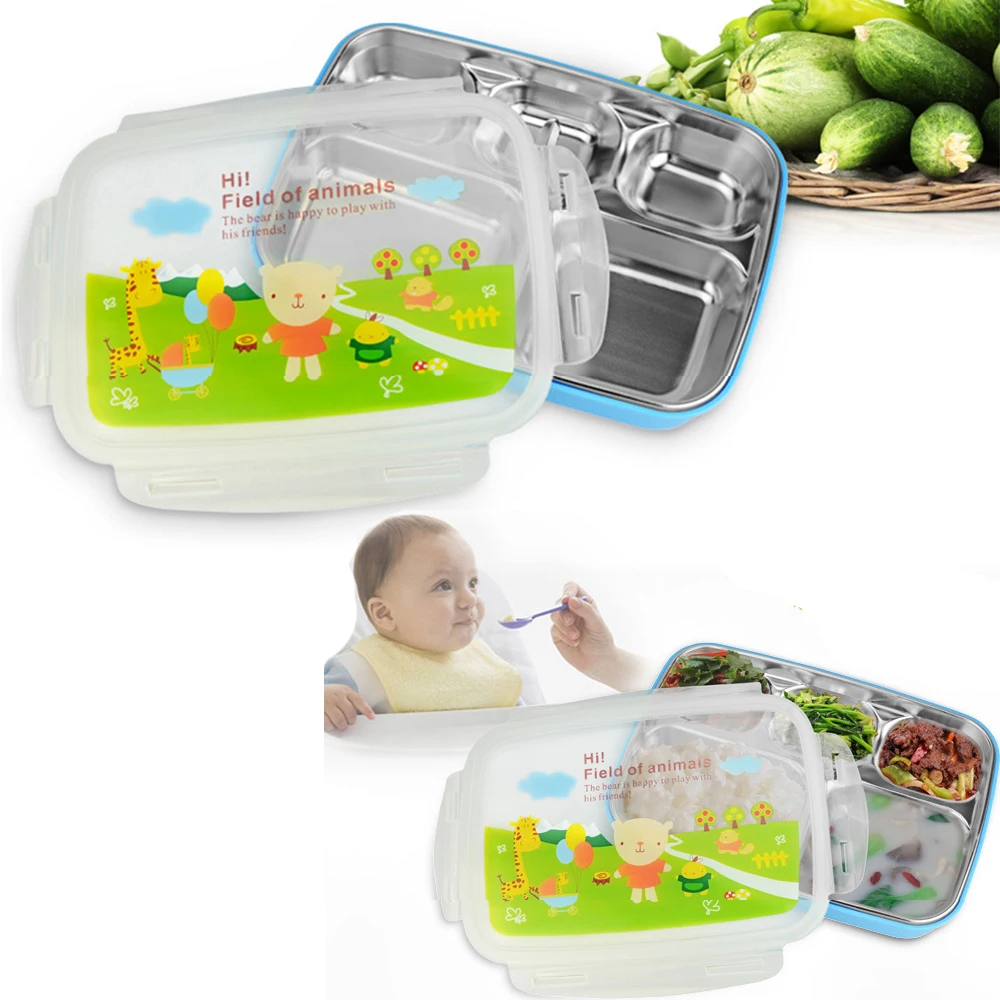 

(Clearance Sale) Stainless Dinner Plate Insulated Food Lunchbox Heated Detachable Japanese Bento Box for Child Random Shipping