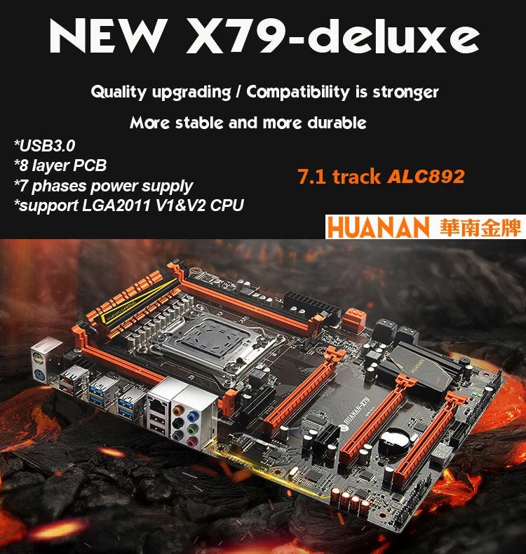 HUANANZHI Deluxe X79 2011 DDR3 PC настольные компьютеры Материнские платы компьютер Материнские платы 3* PCI-E x16 7,1 Звуковая дорожка crossfire