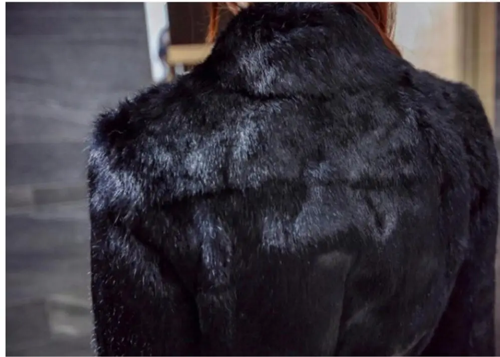 Женские Длинные повседневные куртки из искусственного меха норки, повседневные Черные меховые пальто большого размера, Abrigos De Mujer Elegantes, меховые пальто K477