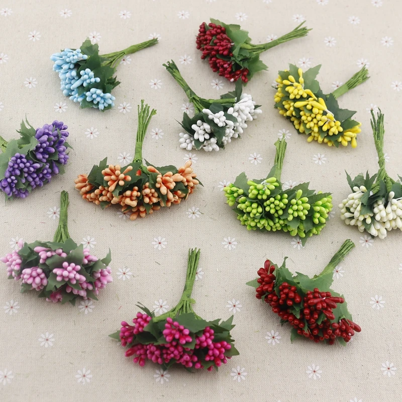 

12pcs/lot Artificial Flowers Stamen wire stem/marriage leaves stamen DIY wreath wedding Flower Gift box decoration Bridal head