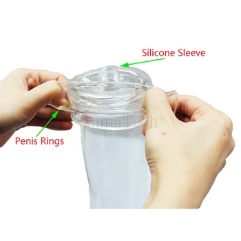 camaTech Silicone Sealing Sleeve Accessories For Penis Enlargement Pump With 4Pc Constriction Rings Cock Delay Ejaculation Rings 3
