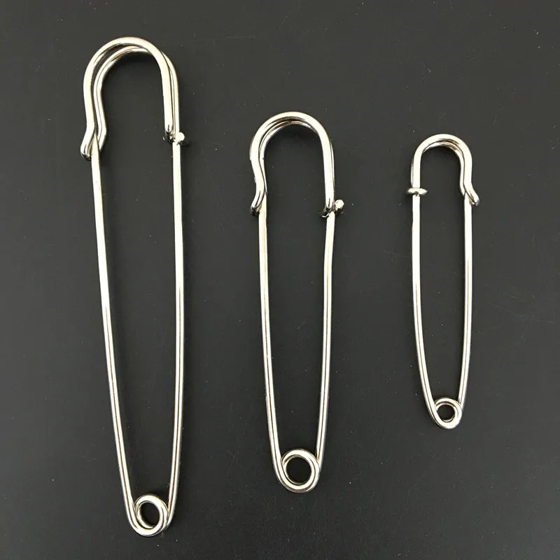 

3 Size 55MM 75MM 100MM Metal Large Safety Pins Brooch Clasp Nickel Plated