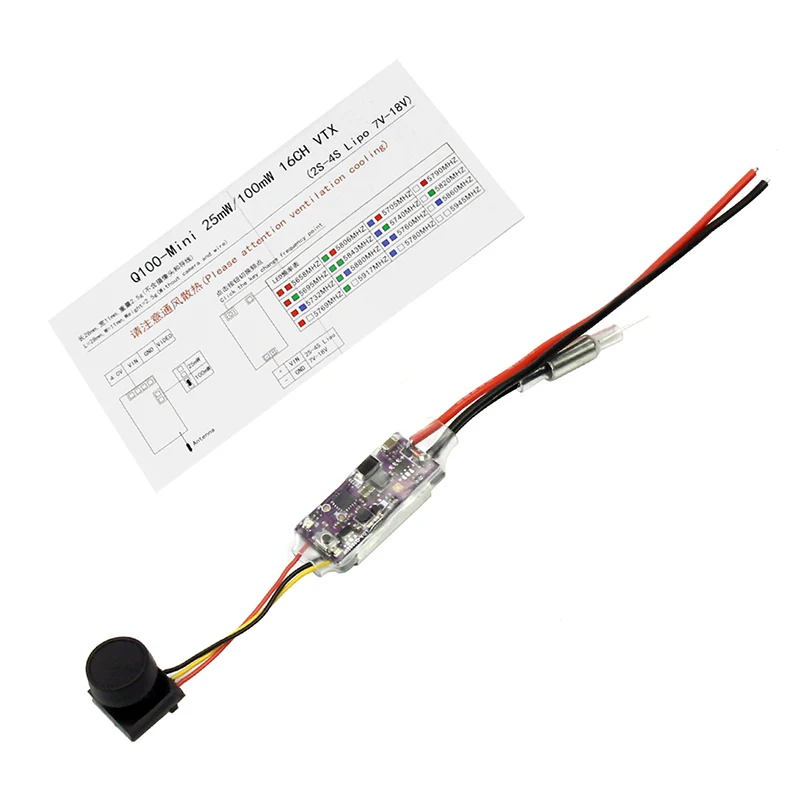 Q100 MINI 5 8G 16CH VTX + камера 25mW / 100mW переключаемая передача изображения 7v 18v для FPV