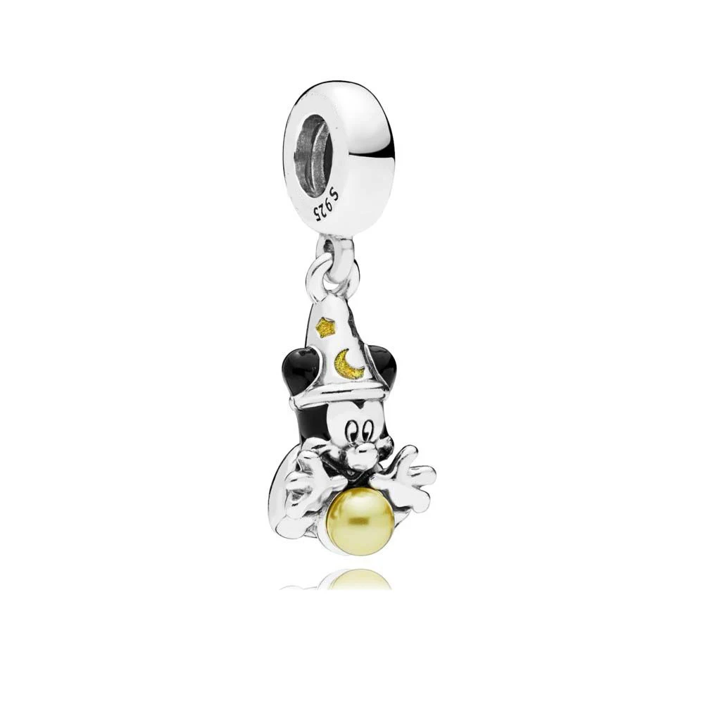 

2018 Winter 925 Sterling Silver Bead Sorcerer Mickey Dangle Charm Fit Original Women Pandora Bangle Bracelet Gift DIY Jewelry