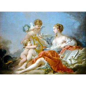 

Hand painted high quality two angel baby and Madonna oil painting canvas wall living room canvas portrait painting