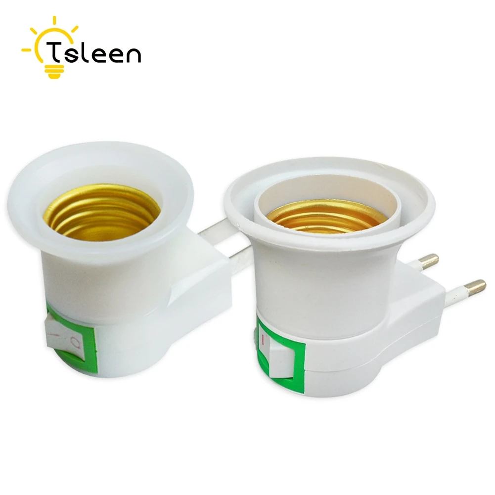 

Cheap! 1PC E27 LED Light Lamp Base Male Socket To EU Type Plug Adapter Converter With ON/OFF Button For Bulb Lamp Holder