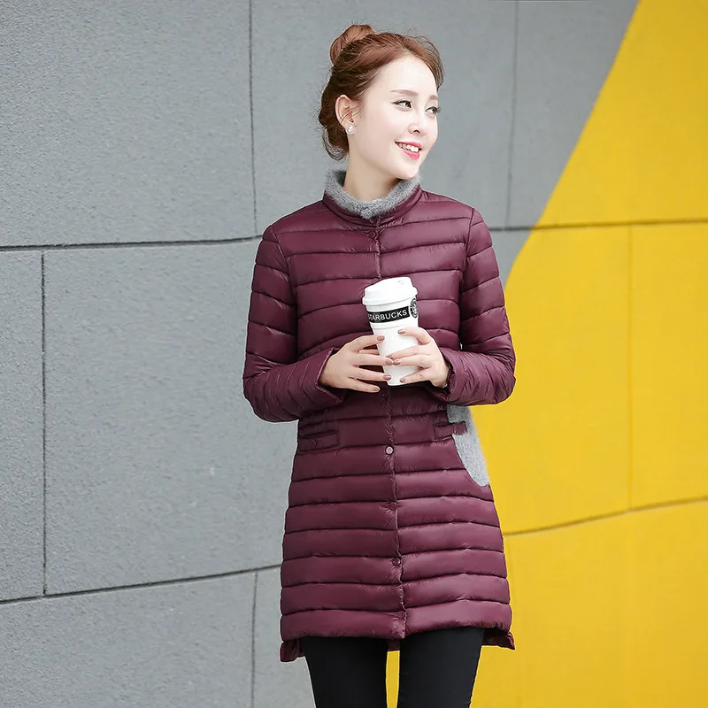 2016 Winter Women Down Coat Fashion Fur Collar Long Warm Woman Coat Soft Cotton Jackets Padded