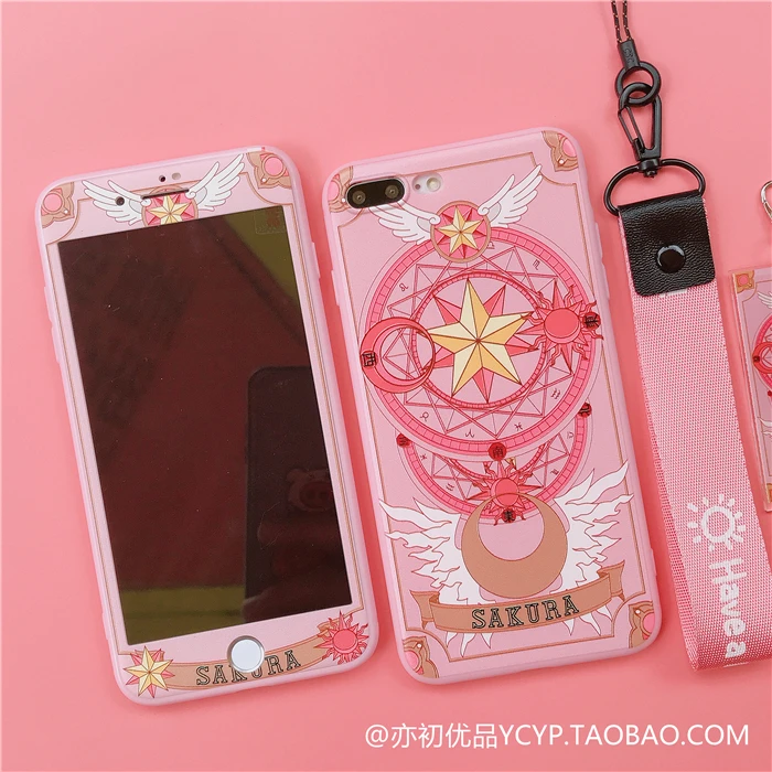 Для iphone 11 pro Max Cardcaptor Sakura Чехол+ пленка для экрана из закаленного стекла для iphone X XS XR XS Max 7 8plus 6S plus чехол+ ремни