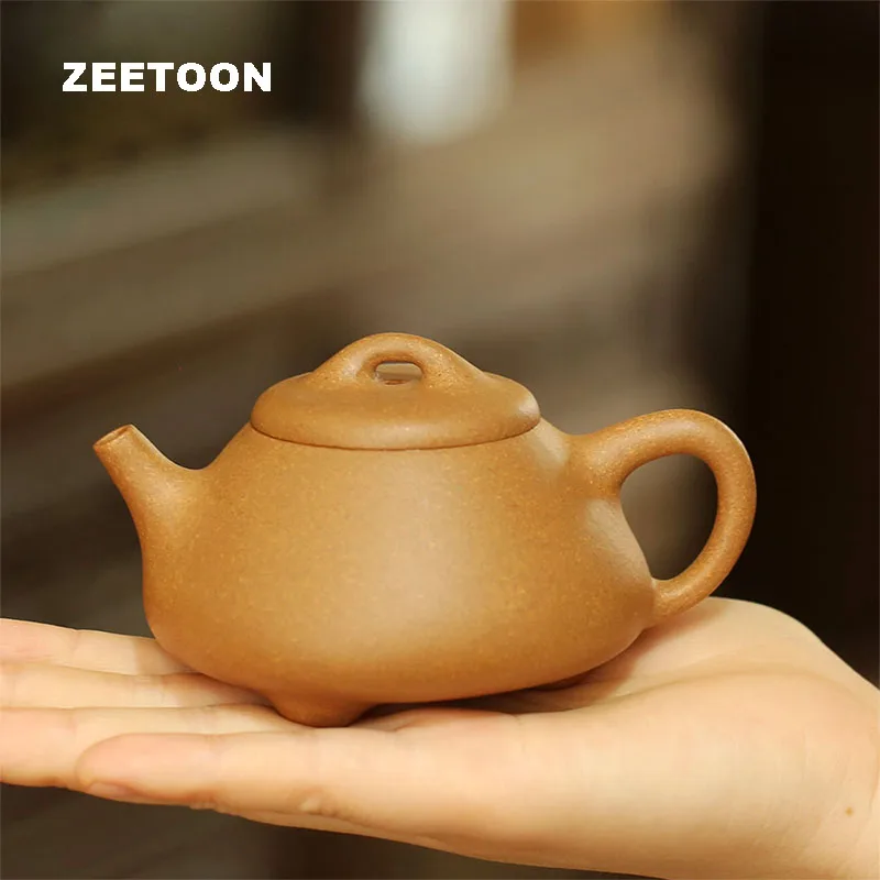 

110cc Authentic Yixing Teapot Chinese Healthy Purple Clay Small Stone Scoop Pot Master Zisha Kung Fu Tea Set Green Tea Kettle