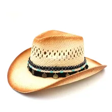 Для женщин Для мужчин западная ковбойская шляпа Witht Асель ленты соломы леди папа пляж солнце сомбреро Кепки сетки пастушка джаз шляпа размеры 58 см