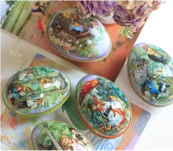 

Easter eggs tin box Metal portable colorful iron candy Container Storage Box egg shape mix order 12pcs/ lot free shipping