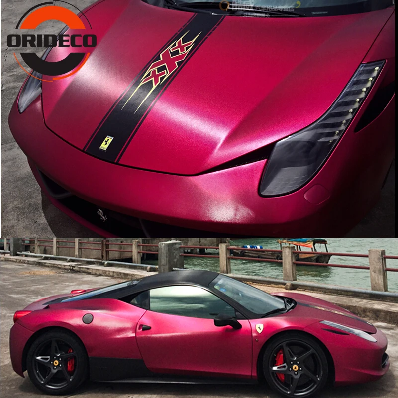 rose red brushed metallic chrome vinyl film