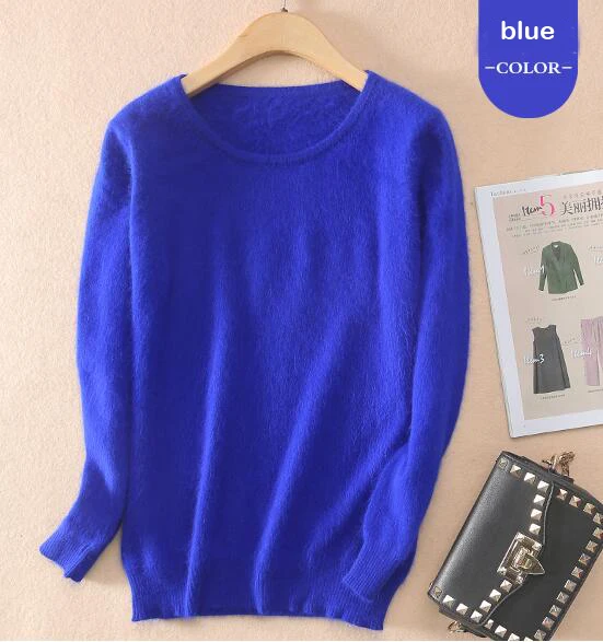 

2019 100% Real Mink Cashmere Sweater Basic Style Good Quality Factory Women Pullovers TBSR192