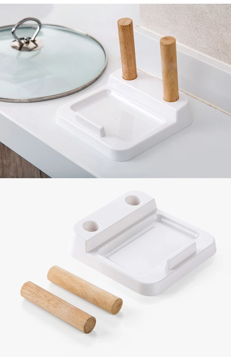 TUUTH Wooden Pot Rack Spoon Holder Pan Cover Lid Rest Stand Home Applicance Drain Rack The Goods For Kitchen Accessories A1