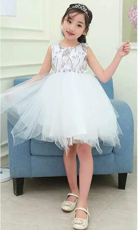 

Princess Dress for girl embroidery sleeveless Irregul Gauze Birthday Wedding Party Dress Performance Wear Children Clothing