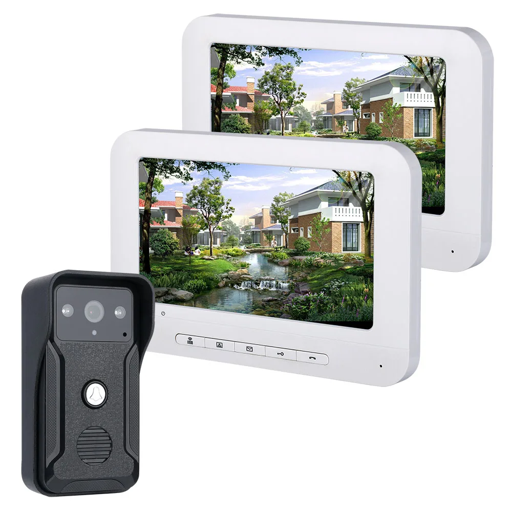 

SmartYIBA 7 Inch Visual Video Intercom Speakerphone Video Doorphone Outdoor IR Camera Support Unlock 2 LCD Monitor Kits