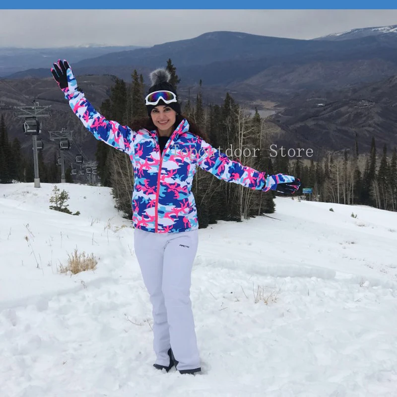

-30 Warm outfit Snow Clothing snowboarding Jackets Waterproof Windproof breathable Hiking Coat Ski Wear women Camouflage Costume