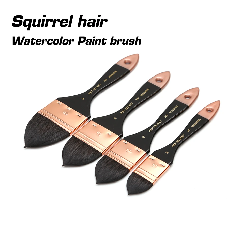 Premium 4 Pcs Round/Flat Artist Squirrel Hair Paint Brush Large Wash Soft Brushes Set For Art Painting Acrylic Watercolor|Paint Brushes| - Aliexpress