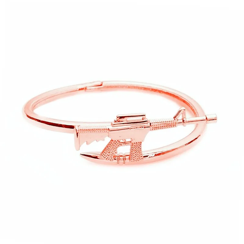 Горячая Мода AK47 браслеты 316L нержавеющая сталь браслет для влюбленных Пара подарочные браслеты для женщин - Окраска металла: Rose gold