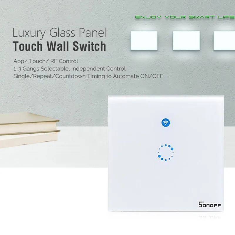 Sonoff T1 EU US UK Smart Wifi Wall Light Switch 1 2 3 Gang Touch/WiFi/RF/APP Remote Smart Home Wall Touch Switch Work with Alexa