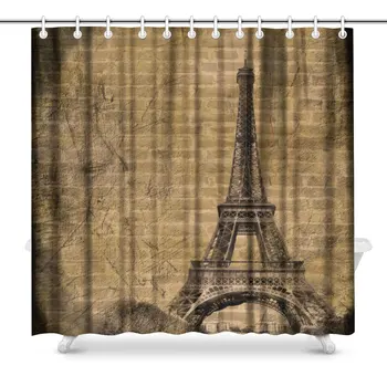 

Vintage View of Paris Grunge Background Print Polyester Fabric Shower Curtain