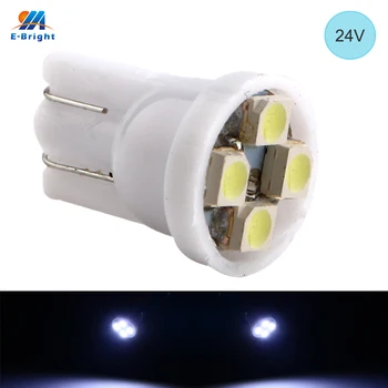 

YM E-Bright 10PCS T10 194 168 1210 4 SMD 24V 4 LED 3528 LED light Bulbs White LED Wedth Lamps Reading Bulbs