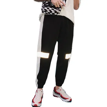 

Track Reflective Pants Mens Korean Fashion High Street Striped Sweatpants Men Baggy Hip Hop Harem Joggers Pants Man Women Street