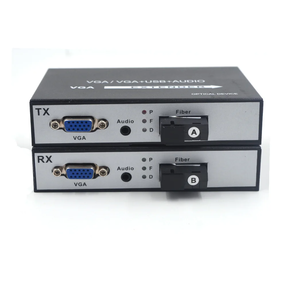 

High Quality 1080P VGA Extenders TX/RX Kits Fiber optic media converters with Stereo 3.5mm Audio Singlemode fiber up 20Km