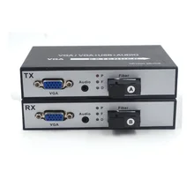 High Quality 1080P VGA Extenders TX/RX Kits Fiber optic media converters with Stereo 3.5mm Audio Singlemode fiber up 20Km