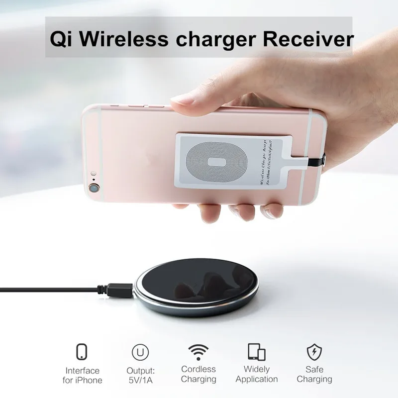 

Qi Wireless Charger Receiver for Micro USB Type-c Phone Qi Wireless Charging Adapter Mat Supoort for iPhone 5 5S 6S 6 se 7 Plus