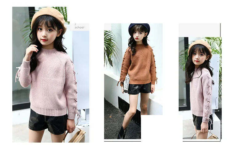 knitted big girls sweaters winter 2017 autumn knit sweaters for girls' school clothing solid pink brown long sleeve tops 5 6 7 8 9 10 11 12 13 14 15 16 years little big teenage girls  sweaters for children girls sweaters  (14)