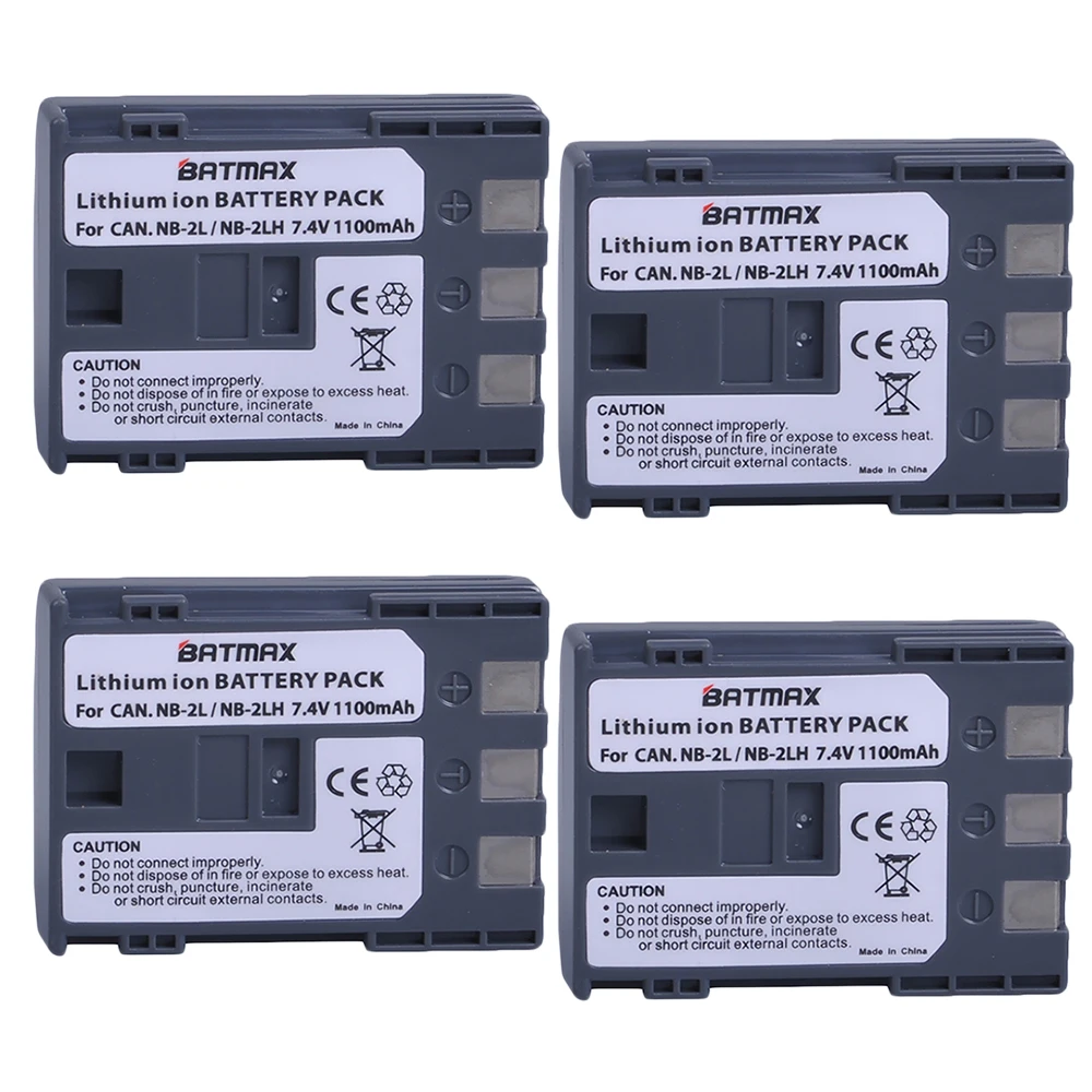 Batmax 4 шт. 7,4 В 1100mAhNB-2L NB-2LH NB 2L NB 2LH цифровой Камера Батарея пакет для Canon 350D 400D g7 G9 S30 S40 z1 поцелуй