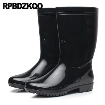 

Slip On Casual Black Round Toe Pvc Shoes Chunky Mens Rubber Rain Boots Designer Cheap 2018 Platform Waterproof Mid Calf Tall