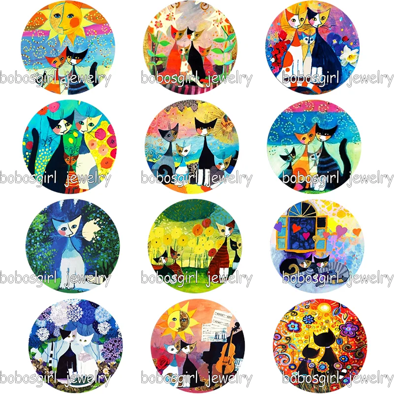 Cats Family glass Perfume Aroma Locket Necklace Handmade Colorful Animal Lover Art Glass GS9697 phone holder | Украшения и