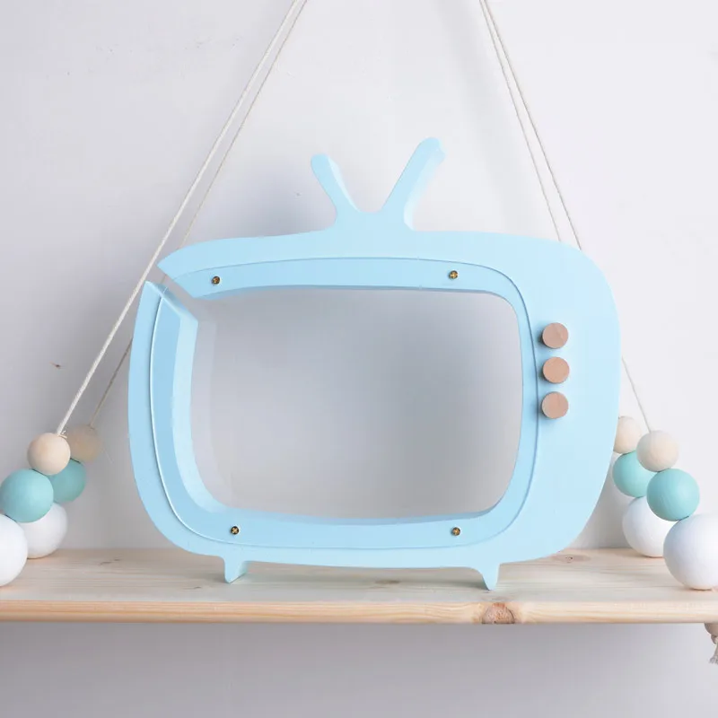 Ins Woodiness узор телевизионная экономия горшок детская палатка украшение фотография реквизит деревянный телевизор коробка - Цвет: sky blue