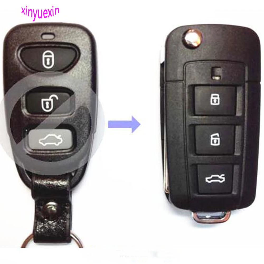 Xinyuexin Flip Remote Car Key Shell FOB Case For Hyundai Sonta Ef 3 Buttons Folding Replacement | Автомобили и мотоциклы