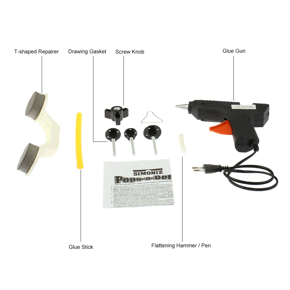 ABS клеевой пистолет Pops-a-Dent Ding ремонтный набор инструментов для удаления комплектов для автомобильных дверных карт Автомобиль Автоматический Автомобиль Pops автомобиль вмятин ремонт устройства
