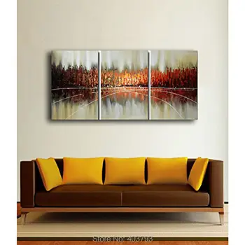 

Brown Abstract Art 100% Hand Painted Modern Oil Paintings Canvas Wall Art for Room Decoration 3 Pcs/Set 16x24inch Unframed
