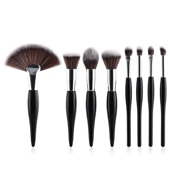 

8PCS makeup brushes set soft synthetic hair wood handle brushes fan flat brush kit for women eyeshadow facial make up T08051