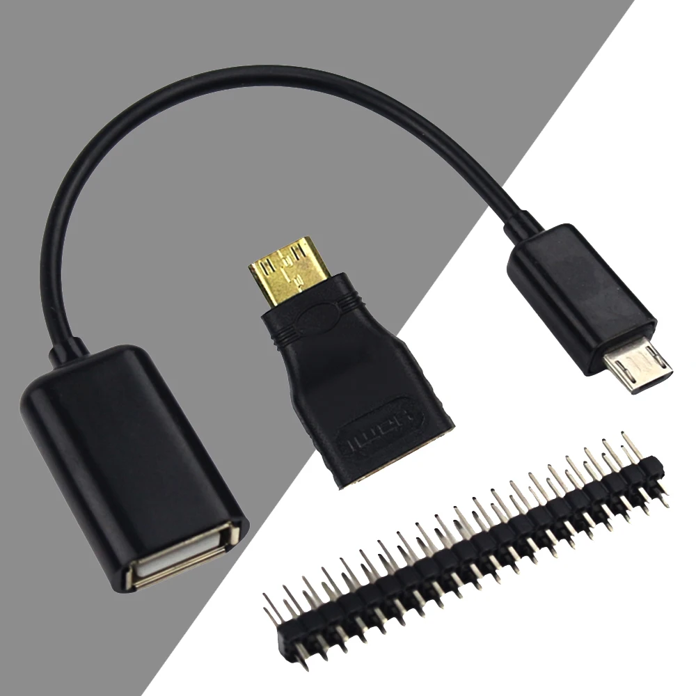 Header Micro USB Cable Raspberry Pi Assorted Mini-HDMI Male to Female Adapter