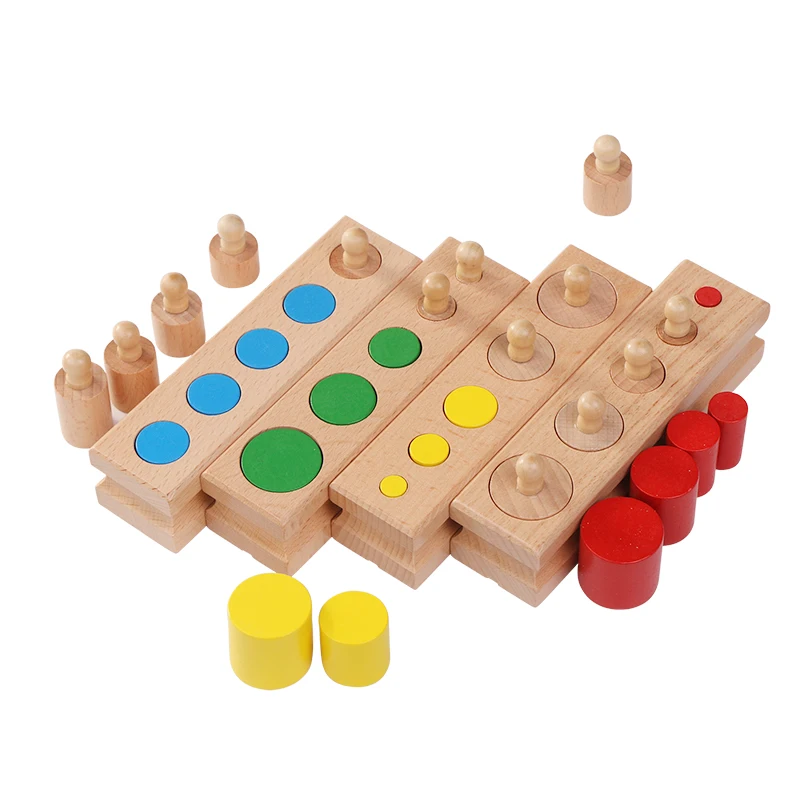 Soquetes de Cilindro Brinquedos de Blocos de Madeira Madeira do Bebê Educação Montessori do Bebê Desenvolvimento Prática & Brinquedos Sensoriais Set Família