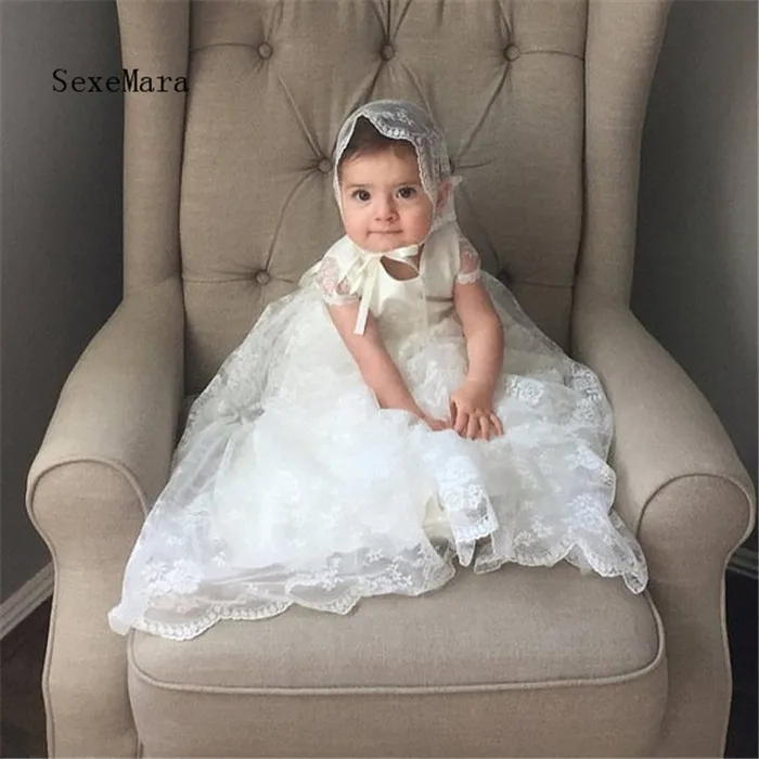 

white christening dress baptism dress communal heirloom handmade long lace ivory flower girl dress gown
