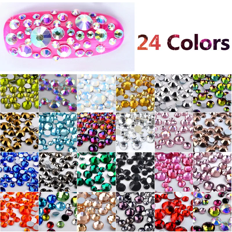 

MIOBLET 1Pack Nail Art Hotfix Rhinestone Crystal AB Color DIY Manicure 3D Flatback Non Hot Fix Nail Rhinestones Nails Decoration