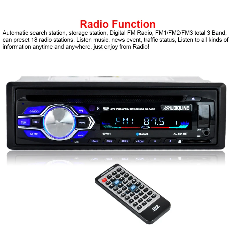 Radio Car DVD Player Automotivo 1 Din 12V Bluetooth Autoradio Audio Auto Stereo USB AUX DVD VCD CD MP3 SD Card Radios Para Carro Radio Car DVD Player Automotivo 1 Din 12V Bluetooth Autoradio Audio Auto Stereo USB AUX DVD VCD CD MP3 SD Card Radios Para Carro