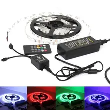 DC12V led lamp 1/2/3/4/5M 5050 Waterproof LED Strip Light RGB 3M diode Tape light + IR Music Remote Controller+1/5A power supply